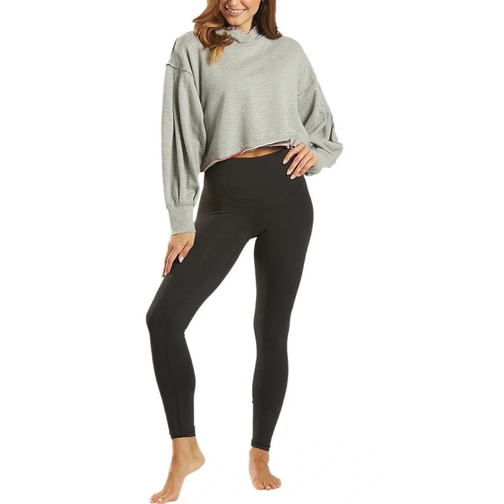 Free People Gray Balloon-Sleeve Hoodie Sweater - Picture 9 of 16